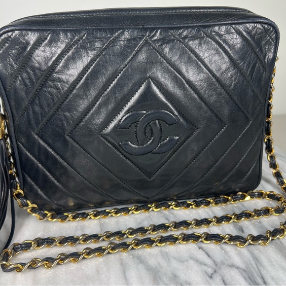 Chanel Black Lambskin Leather CC Quilted Camera Chain Crossbody Bag - Picture 7 of 17
